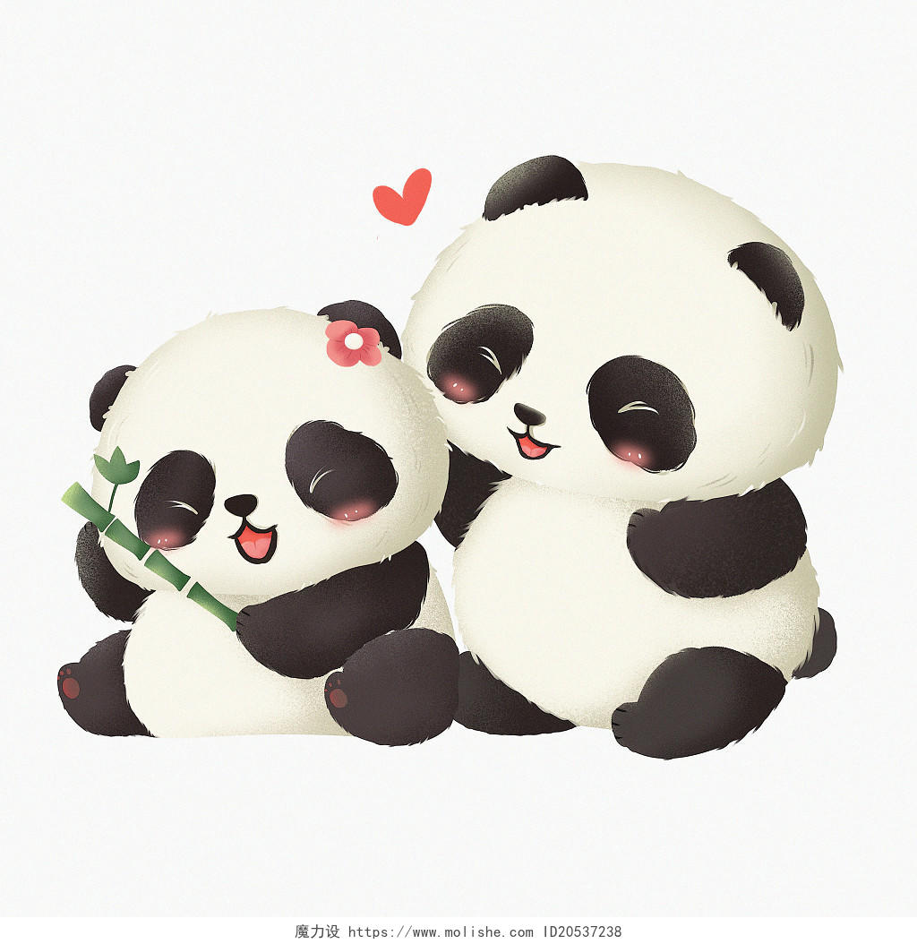 卡通情侣可爱小熊猫PNG素材